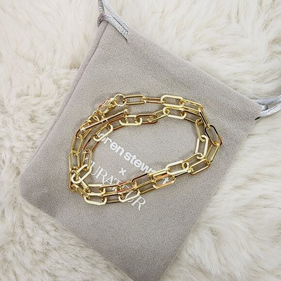 NEW Loren Stewart Double Wrap Chain Link Toggle Bracelet Gold Plated - Picture 1 of 9